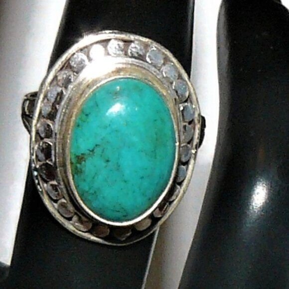 Turquoise and Sterling Silver Adjustable Ring - Picture 8 of 9